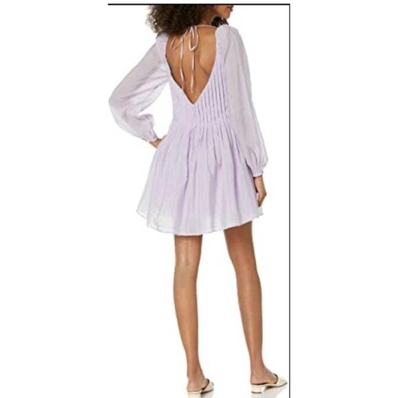 Astr the label Carina Mini dress lavender Sz XL Balloon Sleeves Party Open Back - Picture 3 of 13